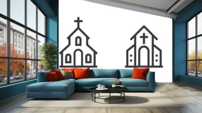 Church bulding line icon set. Icons of christian religion. Flat style - stock vector. Wall mural