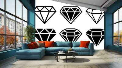 Diamond Icon set - stock vector. Wall mural