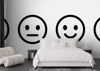 Emoticons set. Emoji faces collection. Emojis flat style. Happy and sad emoji. Line smiley face - stock vector. Wall mural