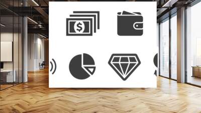 finance icons. business icons, money signs. money silhouette collection. wallet with cards icon. coi Wall mural