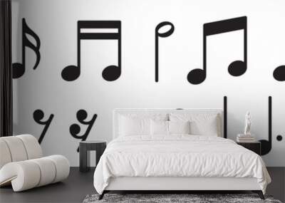 Music notes set. Music simbol. Musicnotes icons. Black treble clef, note, sharp, natural, flat, measure, bar, stave and other. Musical notes icons - stock vector. Wall mural