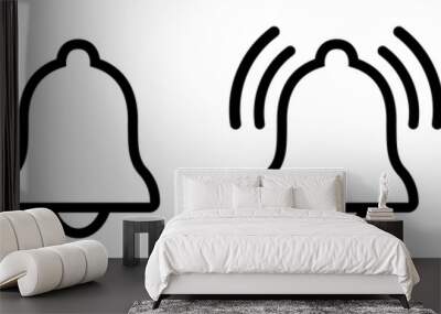 notification bell icon. alarm symbol. incoming inbox message. ringing bells. alarm clock and smartph Wall mural