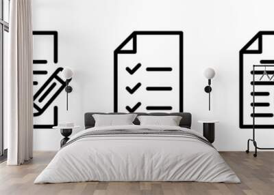 Paper documents icons. Line sumbol. File icon. Folded written paper. Line icon - stock vector. Wall mural