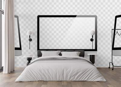 Realistic set computer. Device screen mockup collection. Realistic mock up computer with shadow - stock vector. Wall mural