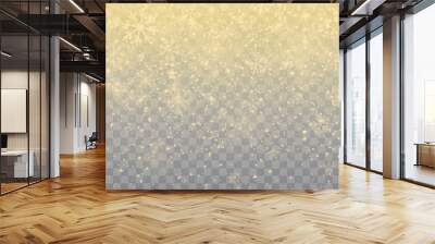 Seamless realistic falling gold snow or snowflakes. Isolated on transparent background - stock vector. Wall mural