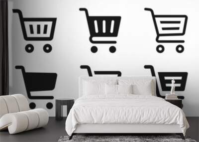 Shopping cart icons set. Shopping basket icon collection. Shopping cart line and flat icon. Internet shop symbol. Web store shopping cart - stock vector. Wall mural