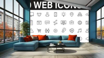 Simple set of 110 Web icons thin line icons. Contains such Icons as Marketing, Technology, User interface, Management, Message, Web Development and more. Linear pictogram - stock vector. Wall mural