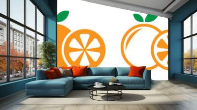 Orange fruit icon. Mandarin orange icon, vector illustration Wall mural