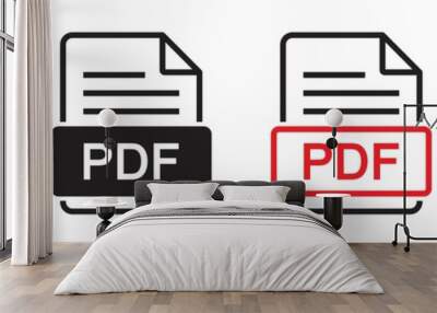 PDF file format icon, vector illustration Wall mural