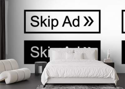 Skip ad button icon. Skip advertisement icon, vector illustration Wall mural