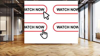 Watch now button click set icon, vector illustration Wall mural