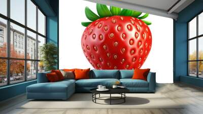 3D realistic strawberry illustration, vibrant red fruit clipart for healthy food and design concepts Wall mural