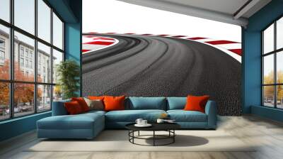 A race track curving left isolated on transparent background. Wall mural