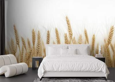 A wheat field border on white background - Generative AI Wall mural