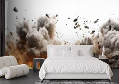 Explosions isolated on transparent background - Generative AI Wall mural