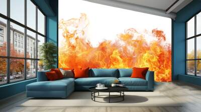 Fire border isolated on transparent background. Wall mural