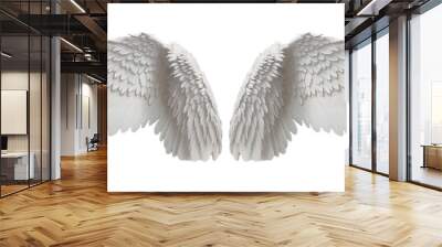 Isolated white angel wings - Generative AI Wall mural