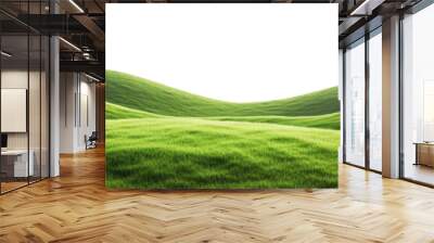 Panoramic green hills isolated on transparent background. Wall mural