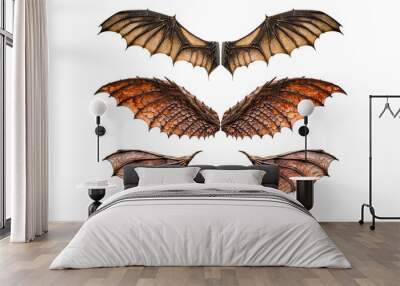 Set of dragon wings isolated on transparent background - Generative AI Wall mural