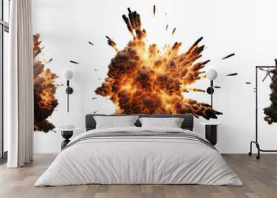 Set of explosion isolated on transparent background - Generative AI Wall mural