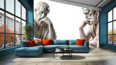 Set of marble statue philosophers isolated on transparent background - Fictional Person, Generative AI Wall mural