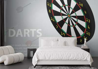 Vector isometric banner of darts for website, apps and infographics. Business concept of sport throwing game. Illustration of isolated dartboard target. Wall mural