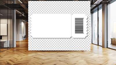 Vector realistic isolated cinema ticket template for decoration and covering on the transparent background. Wall mural