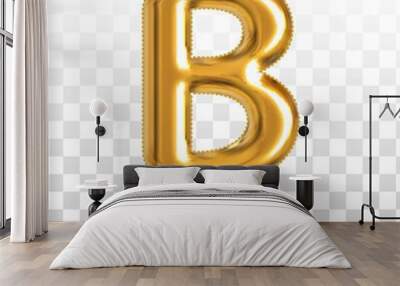 Vector realistic isolated golden balloon letter B on the transparent background. Wall mural