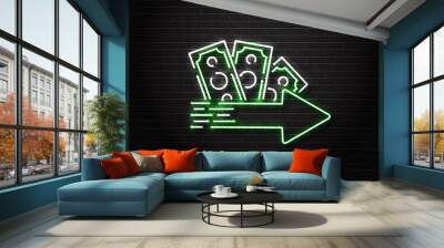 Vector realistic isolated neon sign of cash loans logo for decoration and covering on the wall background. Concept of fast money and financial crisis. Wall mural