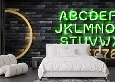 Vector realistic isolated neon sign of St. Patrick's Day frame with easy to change color font alphabet on the wall background. Wall mural