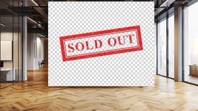 Vector realistic isolated red rubber stamp of Sold Out logo for template decoration on the transparent background. Wall mural