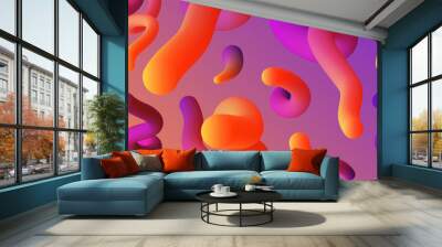 Vector realistic isolated seamless pattern of abstract fluid liquid lava lamp shapes for decoration and covering on the gradient background. Wall mural