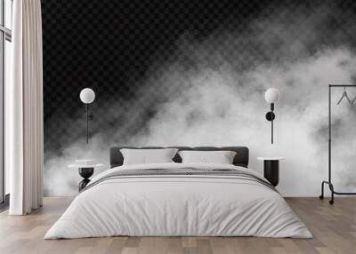 Vector realistic isolated smoke effect on the transparent background. Realistic fog or cloud for decoration. Wall mural