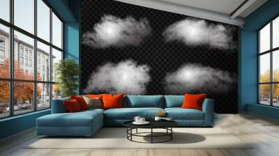 Vector realistic isolated smoke effect on the transparent background. Realistic fog or cloud for decoration. Wall mural