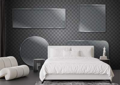 
Vector set of isolated realistic glass billboards on the transparent background for decoration and covering. Wall mural