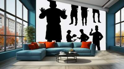 Master chef profession silhouettes Wall mural