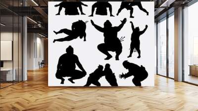 Sumo japanese sport silhouette. Good use for symbol, logo, web icon, mascot, game elements, or any design you want. Easy to use. Wall mural