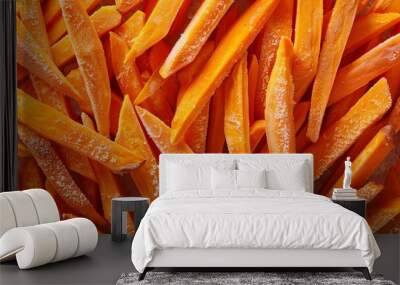 frozen sweet potato fries close-up wallpaper texture pattern background 2 Wall mural