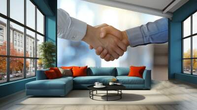 Photo of a business handshake in a modern office 1 Wall mural