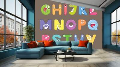 Funny colorful cartoon alphabet. Alphabetical letters ABC for children. Wall mural