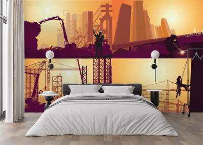 dismantling of industrial buildings. high-rise construction work. welding works Wall mural