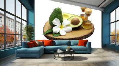 Avocado oil on wood background Wall mural