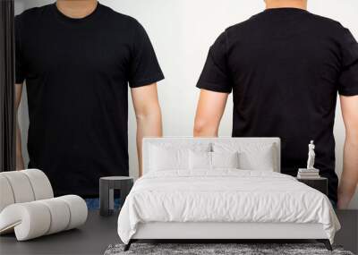 Black T-Shirt front and back, Mock up template for design print Wall mural