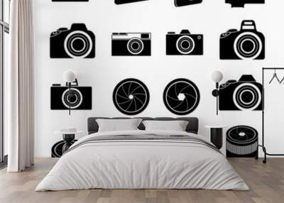 Camera Icons and Camera lens Icons Wall mural