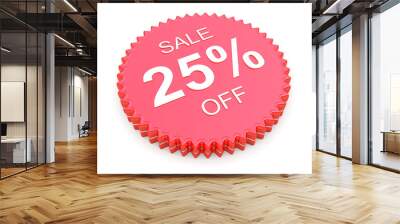 25 percent off discount label on white background Wall mural