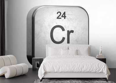 Chromium,  element from the periodic table. Metallic icon 3D rendered on white background Wall mural