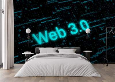 web 3.0 related words digital futuristic background Wall mural