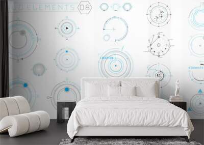 A set of HUD circular elements for a futuristic interface. Wall mural