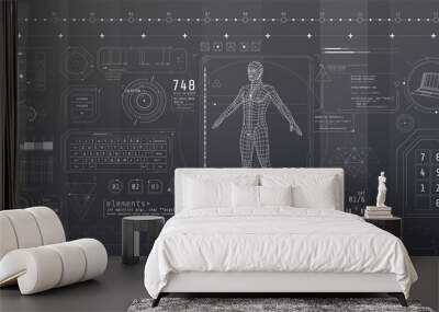 A set of thin elements on the topic of Data Scanning. Wall mural