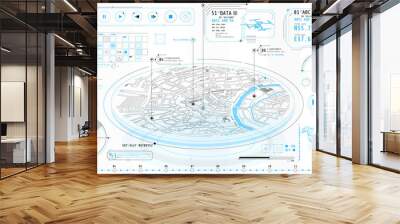 A set of thin elements on the topic of Geo-Position. Wall mural